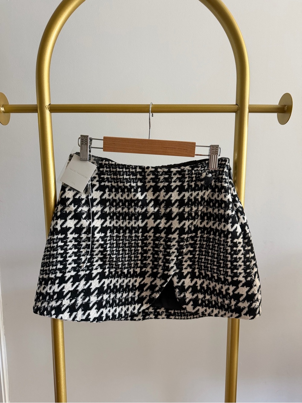 naked wardrobe Black & White Houndstooth Mini Skirt